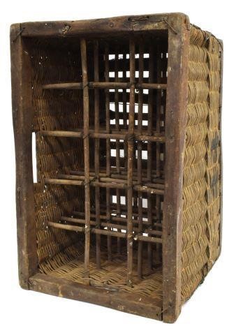 FRENCH WICKER WINE BOTTLE CRATE