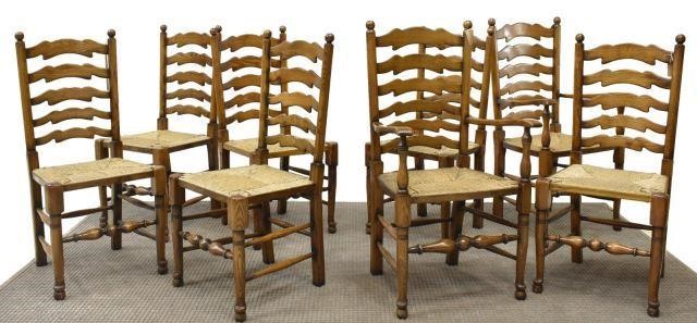 (8) ENGLISH LANCASHIRE OAK LADDERBACK