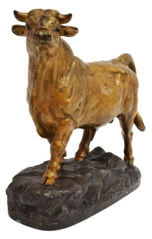 PATINATED METAL BULL SCULPTURE 3c1746