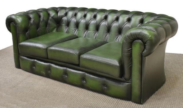 ENGLISH CHESTERFIELD LEATHER THREE 3c1773