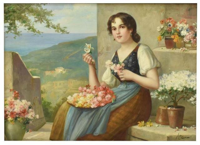 JOSEF JOHANN SUSS (D.1937) FLOWER SELLER