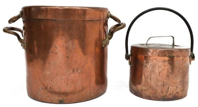  2 ENGLISH VICTORIAN LIDDED COPPER 3c17da