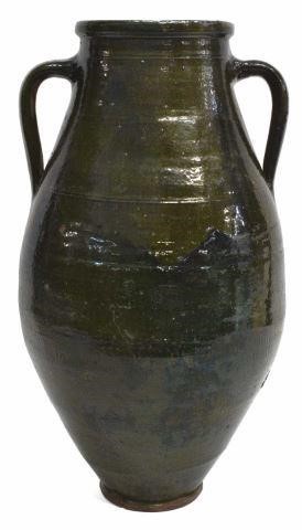 LARGE PORTUGUESE GREEN GLAZED AMPHORA 3c17e3