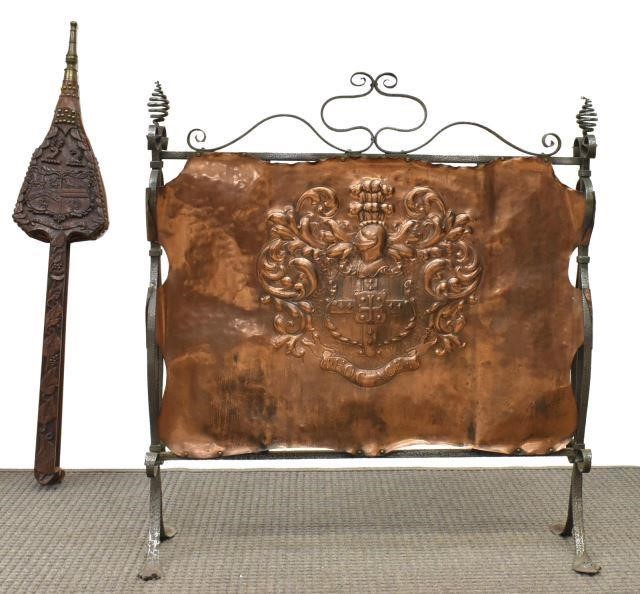 (2) IRON & COPPER FIREPLACE SCREEN