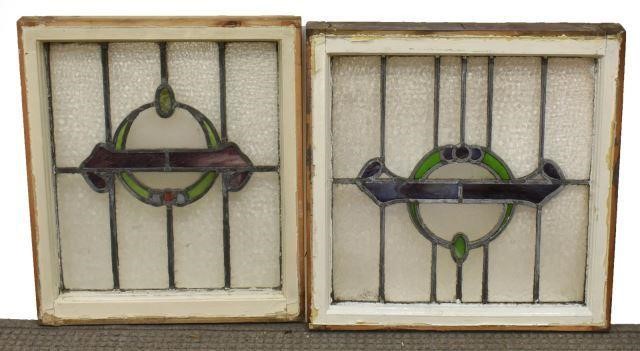 (2) ENGLISH STAINED & LEADED GLASS