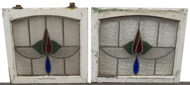 (2) ENGLISH STAINED & LEADED GLASS