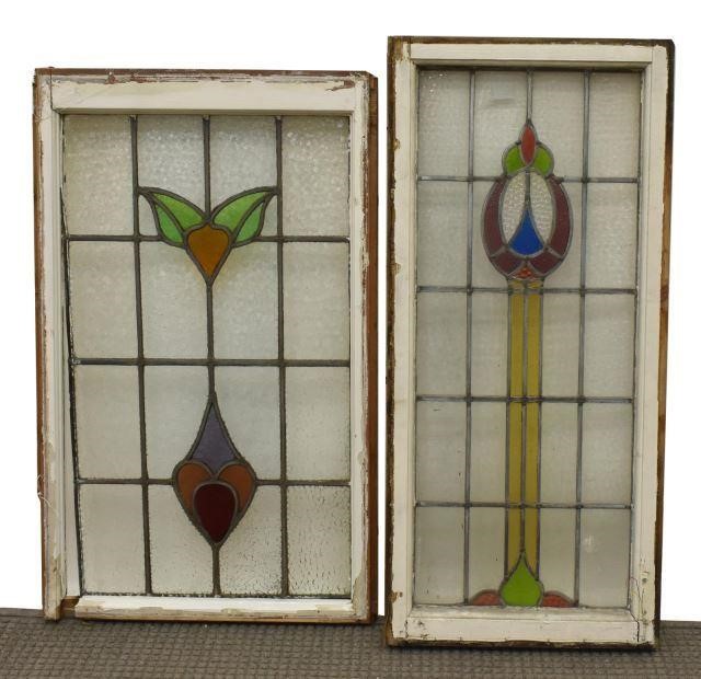  2 ENGLISH STAINED LEADED GLASS 3c1853