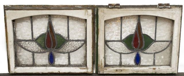 (2) ENGLISH STAINED & LEADED GLASS