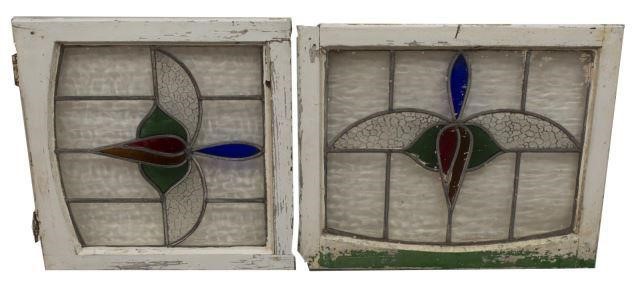 (2) ENGLISH STAINED & LEADED GLASS