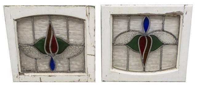 (2) ENGLISH STAINED & LEADED GLASS