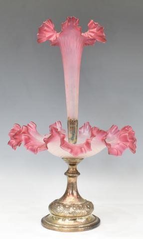 VICTORIAN PINK SATIN ART GLASS SILVERPLATE