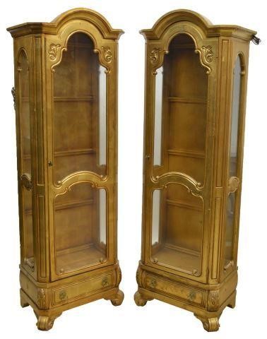 (2) FRENCH STYLE GILT LIGHTED DISPLAY