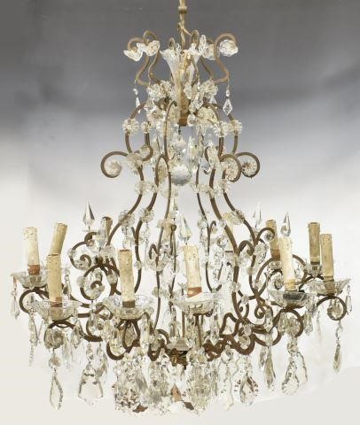 ITALIAN TWELVE LIGHT CRYSTAL CHANDELIERItalian 3c18c5