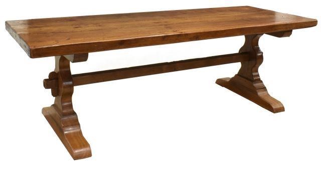 FRENCH OAK REFECTORY TRESTLE TABLE,