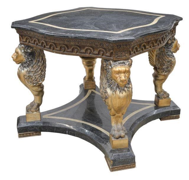 LARGE STONE TILED TOP CENTER TABLE 3c190b