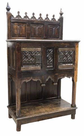 FRENCH GOTHIC REVIVAL CARVED OAK 3c1914