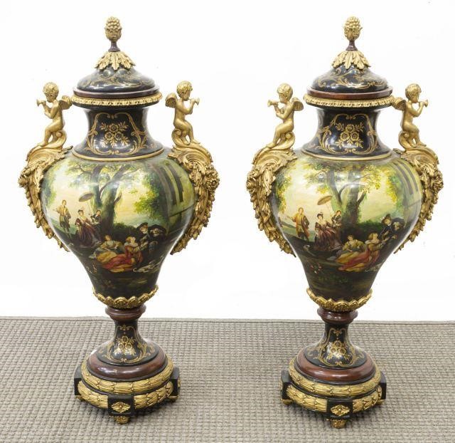  2 LARGE DECORATIVE PARCEL GILT 3c1940