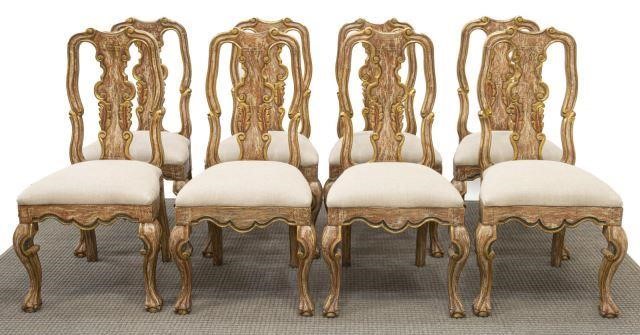  8 BAROQUE STYLE PARCEL GILT DINING 3c1952