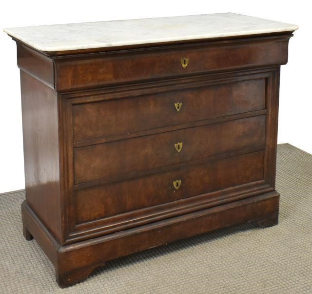 FRENCH MARBLE TOP MAHOGANY FOUR DRAWER 3c196d