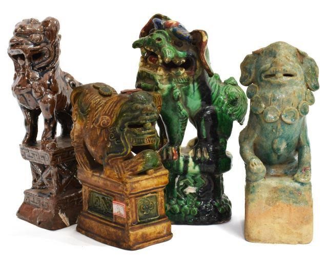 (4) CHINESE GLAZED FOO DOG INCENSE