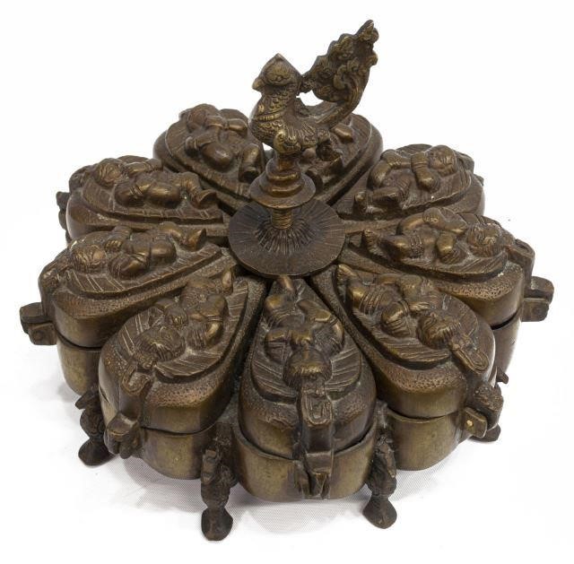 ASIAN BRONZE EIGHT-COMPARTMENT