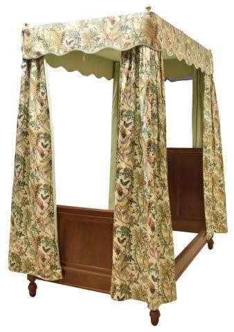 FRENCH WALNUT CANOPY BED WITH FLORAL
