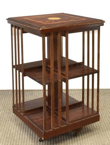 ENGLISH MAHOGANY ROTATING BOOKCASE LIBRARY