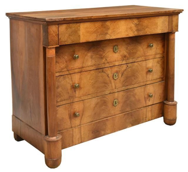 FRENCH EMPIRE STYLE WALNUT COMMODEFrench