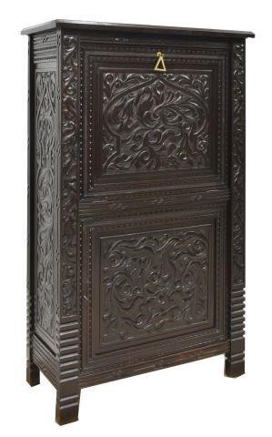 SPANISH EBONIZED OAK HIGHLY CARVED BAR