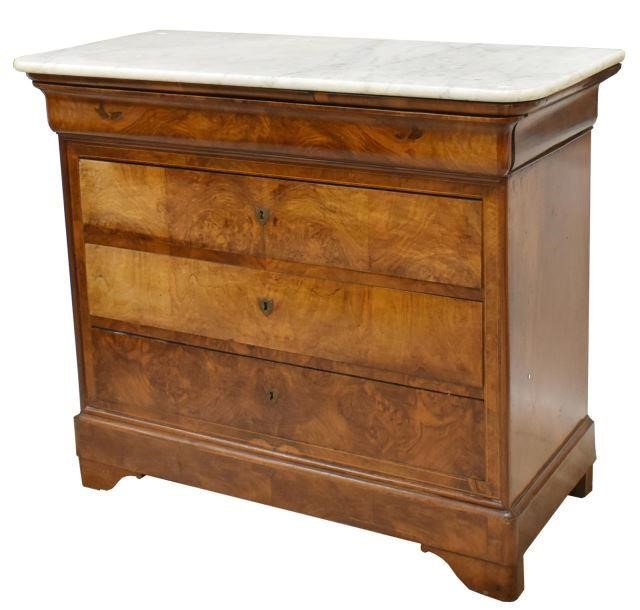 FRENCH MARBLE TOP WALNUT FOUR DRAWER 3c19c0