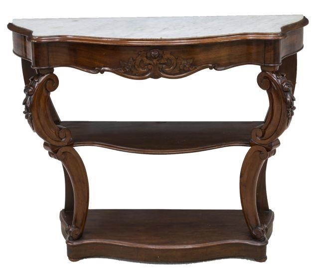 FRENCH MARBLE TOP MAHOGANY CONSOLE 3c19f4
