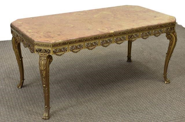 FRENCH MARBLE-TOP GILT METAL COFFEE