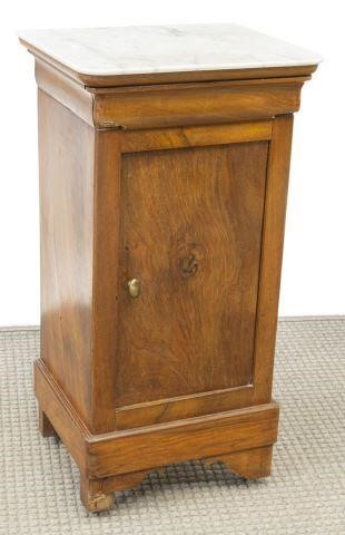 FRENCH MARBLE TOP WALNUT BEDSIDE 3c1a0c
