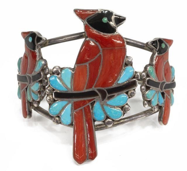 PORFILIO SHEYKA (ZUNI) INLAID CARDINALS