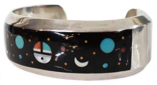 WILLIE SHAW (NAVAJO) MOSAIC INLAID STERLING