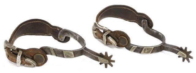 (PAIR) SILVER-MOUNTED COWBOY SPURS(pair)