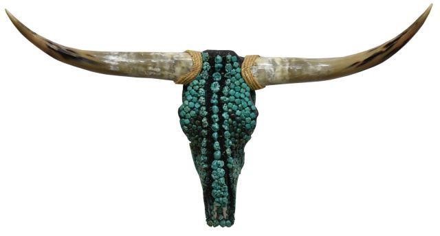 LONGHORN SKULL WALL MOUNT W/ TURQUOISE