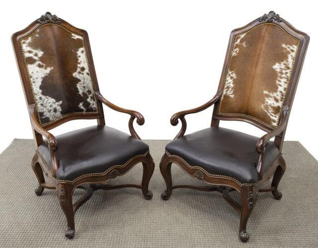  2 FRENCH PROVINCIAL STYLE COWHIDE 3c1b49