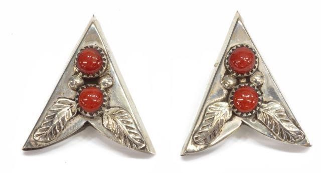  2 NATIVE AMERICAN SILVER RED 3c1bba