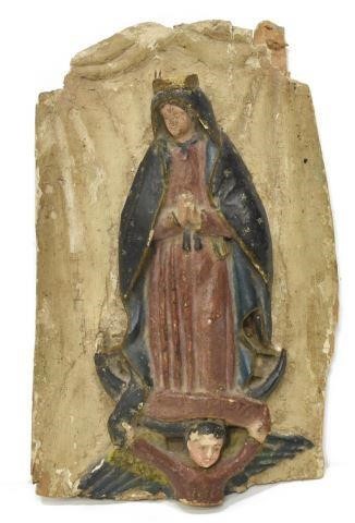 SPANISH COLONIAL MADONNA RELIEF 3c1bf0