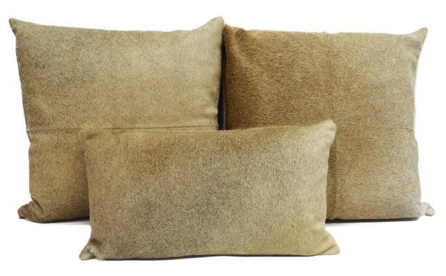 (3) DECORATIVE COWHIDE THROW PILLOWS(lot