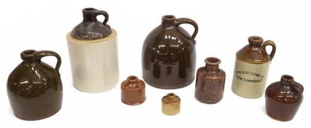  8 AMERICAN GLAZED STONEWARE JUGS 3c1c6d