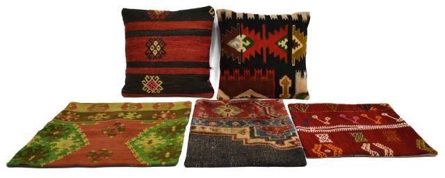 (5) COLLECTION OF KILIM RUG PILLOWS