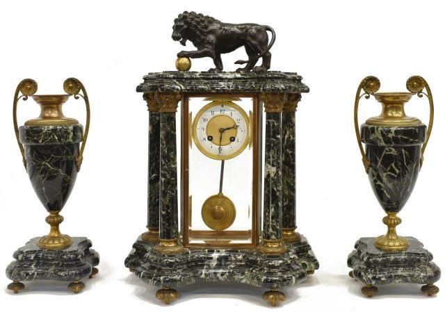 (3) FINE FRENCH MARBLE MANTEL CLOCK
