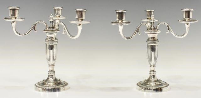  2 SILVER PLATE CONVERTIBLE CANDELABRA lot 3c1ccc