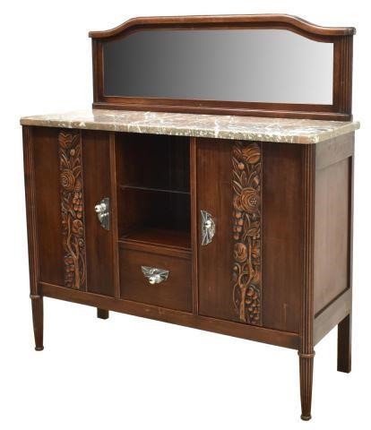 FRENCH ART DECO MARBLE-TOP MAHOGANY