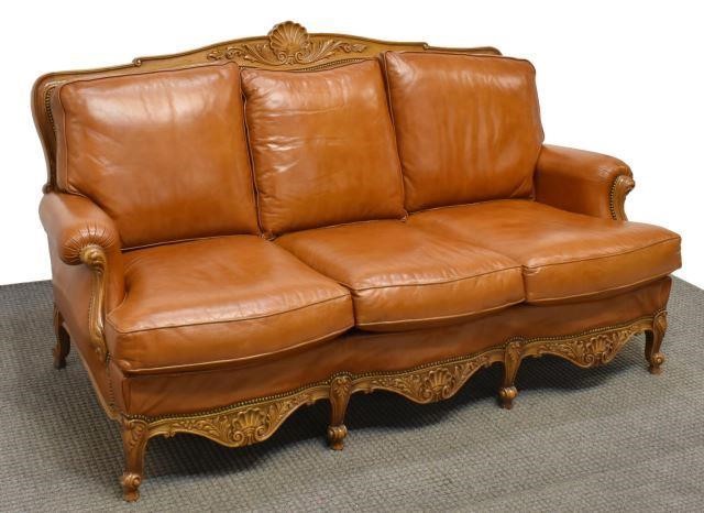 LOUIS XV STYLE LEATHER SOFA IN 3c1d41