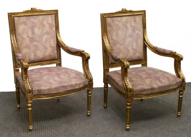 2 FRENCH LOUIS XVI STYLE GILTWOOD 3c1d50