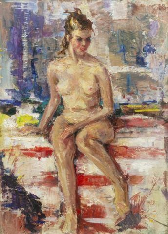 FRAMED PAINTING FEMALE NUDE, SIGNED