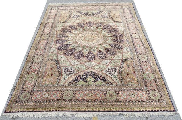 HAND-TIED PERSIAN QUM RUG, 16.54L X